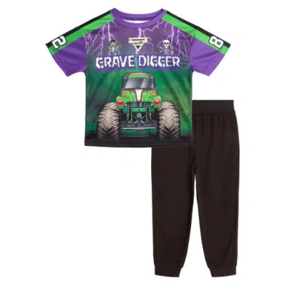 Monster Jam Kids'  Grave Digger Athletic 2-piece T-shirt And Joggers Set In Multi