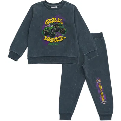 Monster Jam Kids'  Grave Digger Fleece 2-piece Sweatshirt And Pants Set In Gray