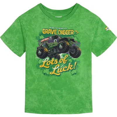 Monster Jam Kids'  Grave Digger Holiday Short Sleeve Tee In Green