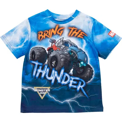 Monster Jam Kids'  Marvel's Monster Trucks Short Sleeve T-shirt In Blue