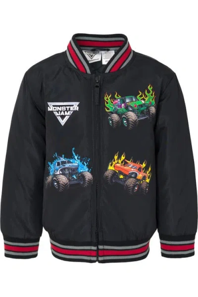 Monster Jam Kids'  Zip-up Bomber Jacket In Black