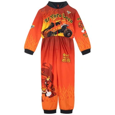 Monster Jam Kids'  Zip-up Coverall In Orange