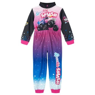 Monster Jam Kids'  Zip-up Coverall In Pink