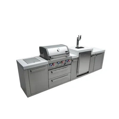 Mont Alpi 130"w X 23"d X 55"h Stainless Steel Modular Outdoor Kitchen Island With Side Burner + Kegerator Beer