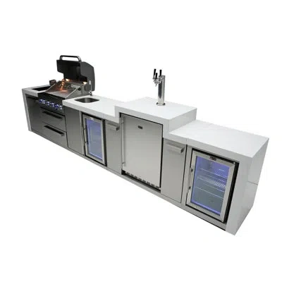 Mont Alpi 168"w X 23"d X 55"h Deluxe Stainless Steel Outdoor Kitchen Island With Refrigerator Faucet & Sink + 