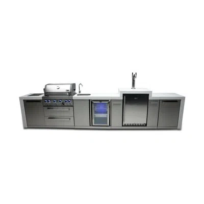 Mont Alpi 168"w X 23"d X 55"h Deluxe Stainless Steel Outdoor Kitchen Island With Refrigerator Faucet & Sink + 