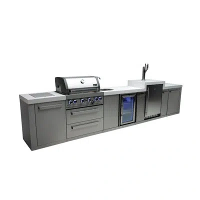 Mont Alpi 168"w X 23"d X 55"h Stainless Steel Outdoor Kitchen Island With Refrigerator Faucet & Sink + 3-tap K