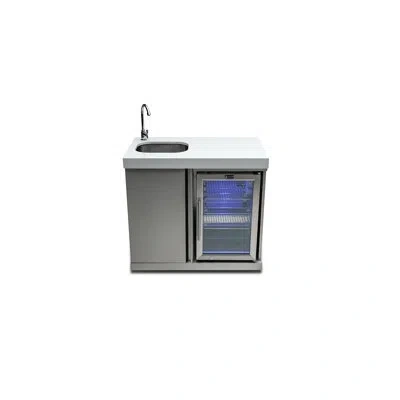 Mont Alpi 38"w X 23"d X 46"h Stainless Steel Outdoor Beverage Center Module With 2.7 Cu Ft Glass Door Refriger