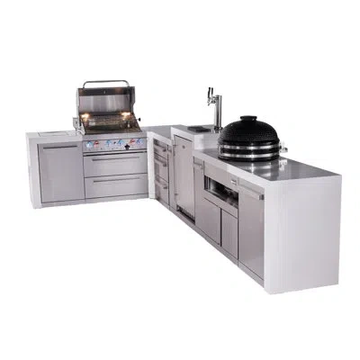 Mont Alpi 4-burner 82"x156" L-shaped 400 Deluxe Stainless Steel Modular Outdoor Kitchen Island Bbq Gas Grill W