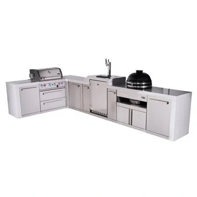 Mont Alpi 4-burner 82"x156" L-shaped 400 Deluxe Stainless Steel Modular Outdoor Kitchen Island Bbq Gas Grill W
