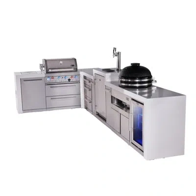 Mont Alpi 4-burner 82"x156" L-shaped 400 Deluxe Stainless Steel Modular Outdoor Kitchen Island Bbq Grill + Inf