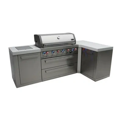 Mont Alpi 6-burner 115000 Btu 90 Degree Stainless Steel Modular Kitchen Barbecue Island Gas Grill