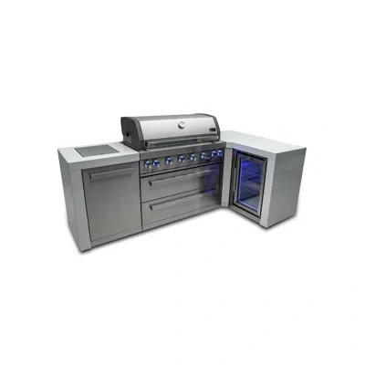 Mont Alpi 805 6 Burner 115000 Btu Mai805-d90fc L-shaped Stainless Steel Deluxe Modular Outdoor Kitchen Island 
