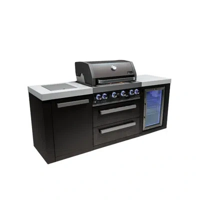 Mont Alpi 82"w X 23"d X 46"h Black Stainless Steel Modular Outdoor Kitchen Island With Refrigerator + 32"w 4-b
