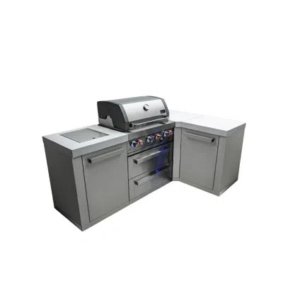Mont Alpi 82"w X 50"d X 46"h Stainless Steel L-shaped Modular Outdoor Kitchen Island With Infrared Side & Rear