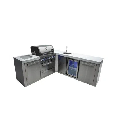 Mont Alpi 82"w X 88"d X 46"h Stainless Steel L-shaped Modular Outdoor Kitchen Island With Refrigerator Faucet 