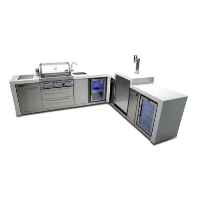 Mont Alpi 82"w X 98"d Deluxe L-shaped Stainless Steel Outdoor Kitchen Island With Refrigerator + Kegerator Bee