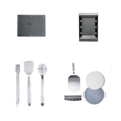 Mont Alpi Chef's Kit Accessory Bundle For Outdoor Kitchen Island - Dual-sided Griddle Plate + Charcoal Tray Ba In Stainless Steel