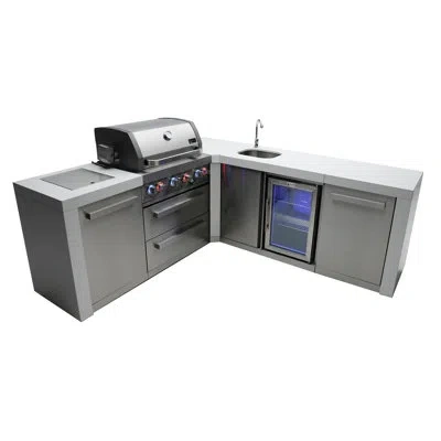 Mont Alpi Deluxe 82"w X 88"d X 46"h Premium L-shaped Stainless Steel Outdoor Kitchen Island With Fridge Faucet