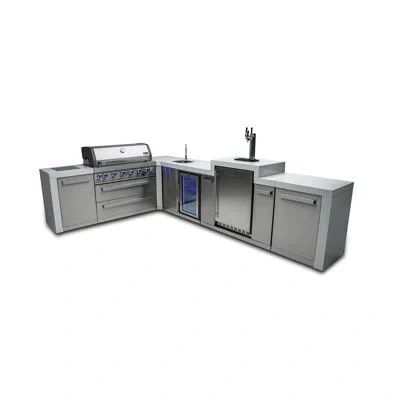 Mont Alpi Deluxe 94"w X 136"d X 55"h Stainless Steel L-shaped Outdoor Kitchen Island + Refrigerator Faucet & S