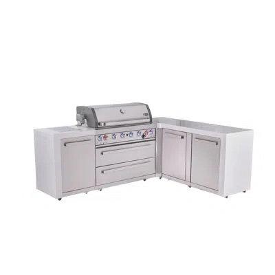 Mont Alpi Deluxe 94"w X 75"d X 46"h L-shaped Stainless Steel Outdoor Kitchen Island With Side Burner + 44"w 6-