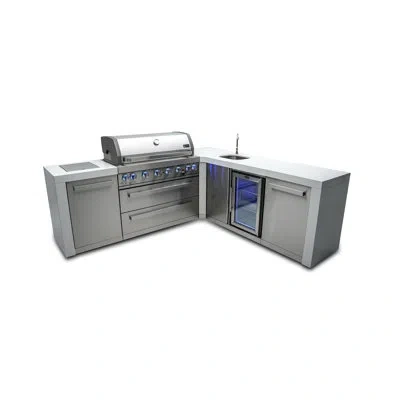 Mont Alpi Deluxe 94"w X 88"d X 46"h Premium L-shaped Stainless Steel Outdoor Kitchen Island With Fridge Faucet