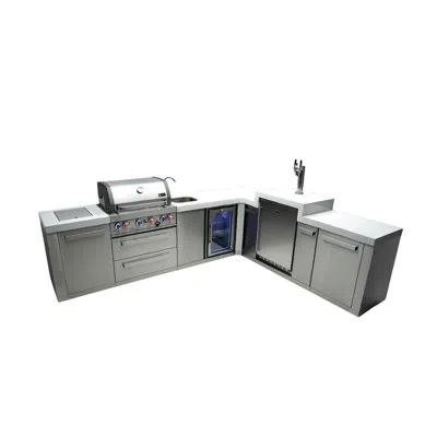 Mont Alpi L-shaped 120"w X 98"d X 55"h Stainless Steel Outdoor Kitchen Island With Refrigerator Faucet & Sink 