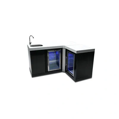 Mont Alpi Ma-bevbss90fc Bar Series 90 Degree Corner Black Stainless Steel Double Outdoor Rated Refrigerator Wi