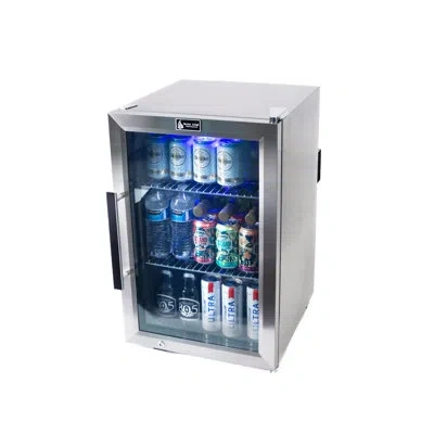 Mont Alpi Maf 2.7 Cubic Ft Stainless Steel Portable Outdoor Rated Glass Door Compact Temperature Adjustable Lo In Stainless Steel;black