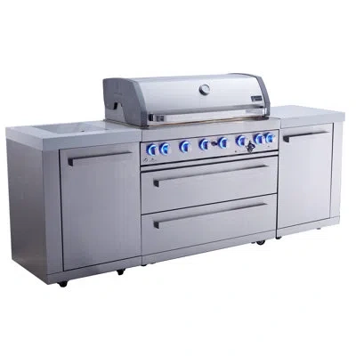 Mont Alpi Mai805 6-burner 115000 Btu 44-inch Original Series Stainless Steel Outdoor Kitchen Modular Island Ga