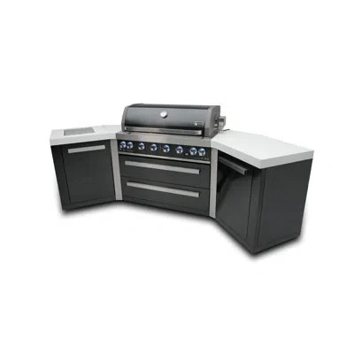 Mont Alpi Mai805-bss45 44-inch 6-burner 115000 Btu 45 Degree Black Stainless Steel Gas Outdoor Kitchen Bar Isl