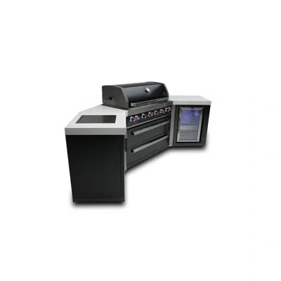 Mont Alpi Mai805-bss45fc 44-inch 6-burner 115000 Btu 45 Degree Black Stainless Steel Gas Outdoor Kitchen Bar I