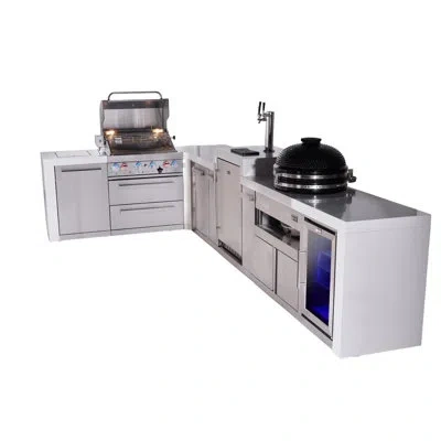 Mont Alpi Mai805-bssbevdr 6-burner 157" Stainless Steel Outdoor Kitchen Island Gas Bbq Grill + Beverage Center