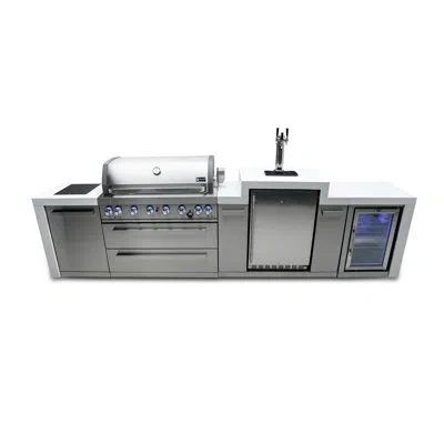 Mont Alpi Mai805-dkegfc 44-inch 6-burner 115000 Btu Deluxe Stainless Steel Outdoor Kitchen Island Grill + Frid