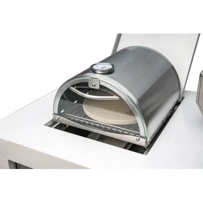 Mont Alpi Masbp Universal Stainless Steel Compact Side Burner Pizza Oven With Built-in Thermometer, Glass Door In Silver