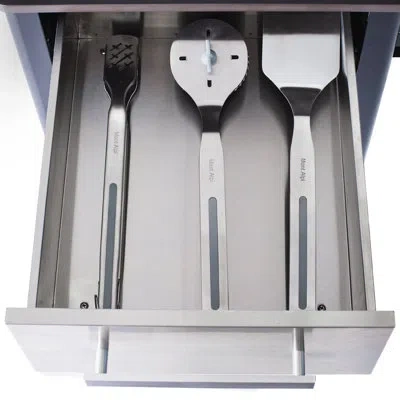 Mont Alpi Matk Heavy Duty Stainless Steel 3 Piece Tool Kit With Double Cleaning Brush - Outdoor Barbecue Grill