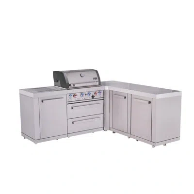 Mont Alpi Original Series 82"w X 75"d X 46"h Stainless Steel Premium L-shaped Outdoor Kitchen Island With Side