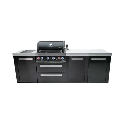 Mont Alpi Premium 107"w X 23"d X 46"d Black Stainless Steel Modular Outdoor Kitchen Island With Infrared Side 