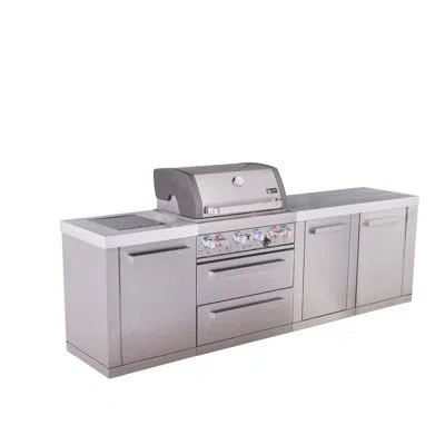 Mont Alpi Premium 107"w X 23"d X 46"h Stainless Steel Modular Outdoor Kitchen Island With Infrared Side Burner