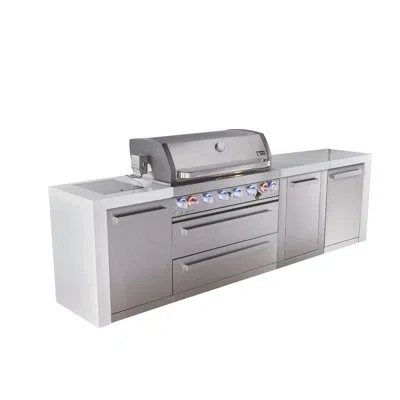 Mont Alpi Premium 119"w X 23"d X 46"h Deluxe Stainless Steel Modular Outdoor Kitchen Island With Side Burner +