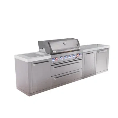 Mont Alpi Premium 119"w X 23"d X 46"h Stainless Steel Modular Outdoor Kitchen Island With Infrared Side Burner
