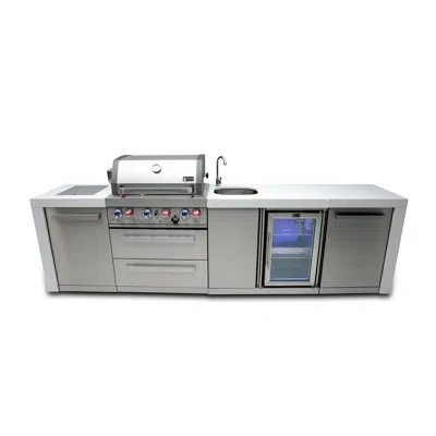 Mont Alpi Premium 120"w X 23"d X 46"h Deluxe Stainless Steel Modular Outdoor Kitchen Island With Refrigerator 