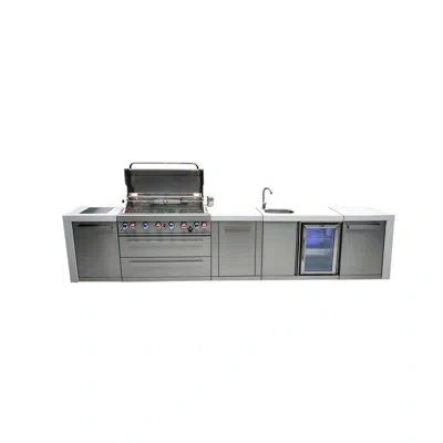 Mont Alpi Premium 157"w X 23"d X 46"h Deluxe Stainless Steel Modular Outdoor Kitchen Island With Refrigerator 