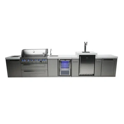 Mont Alpi Premium 180"w X 23"d X 55"h Stainless Steel Modular Outdoor Kitchen Island With Fridge Faucet & Sink