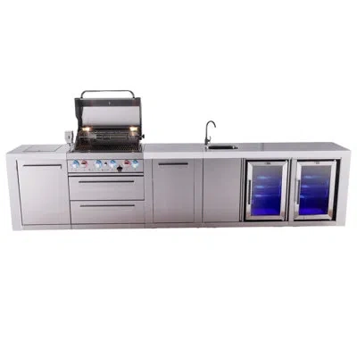 Mont Alpi Premium 4-burner 145" Deluxe Stainless Steel Island Modular Outdoor Kitchen Island Bbq Gas Grill Wit
