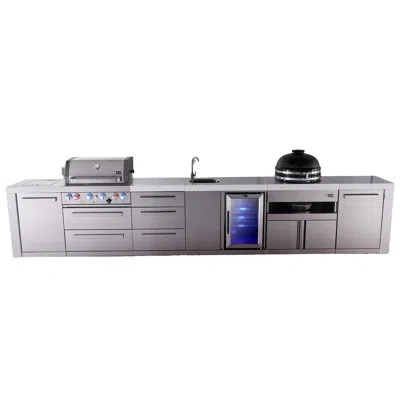 Mont Alpi Premium 4-burner 178" Deluxe Stainless Steel Island Modular Outdoor Kitchen Island Bbq Gas Grill + I