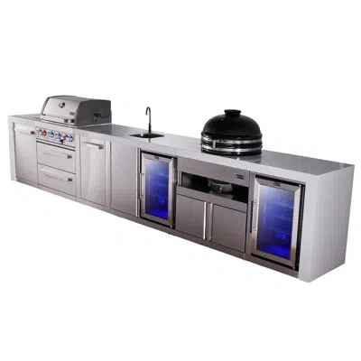 Mont Alpi Premium 4-burner 178" Deluxe Stainless Steel Island Modular Outdoor Kitchen Island Bbq Gas Grill Wit
