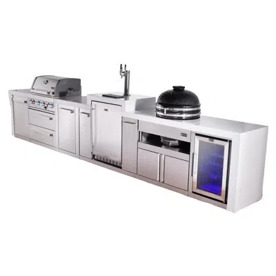 Mont Alpi Premium 4-burner 188" Deluxe Stainless Steel Island Modular Outdoor Kitchen Island Bbq Gas Grill + I