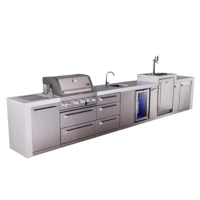 Mont Alpi Premium 4-burner 193" Deluxe Stainless Steel Island Modular Outdoor Kitchen Island Bbq Gas Grill + I