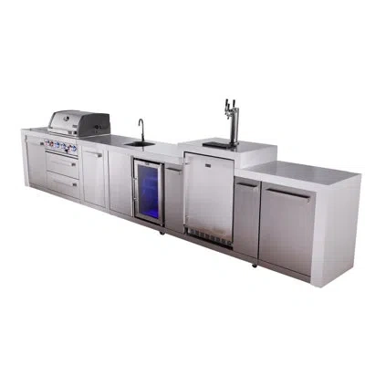 Mont Alpi Premium 4-burner 193" Deluxe Stainless Steel Island Modular Outdoor Kitchen Island Bbq Gas Grill Wit